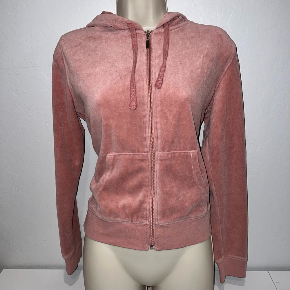 Pink Velour Zip Up Hoodie